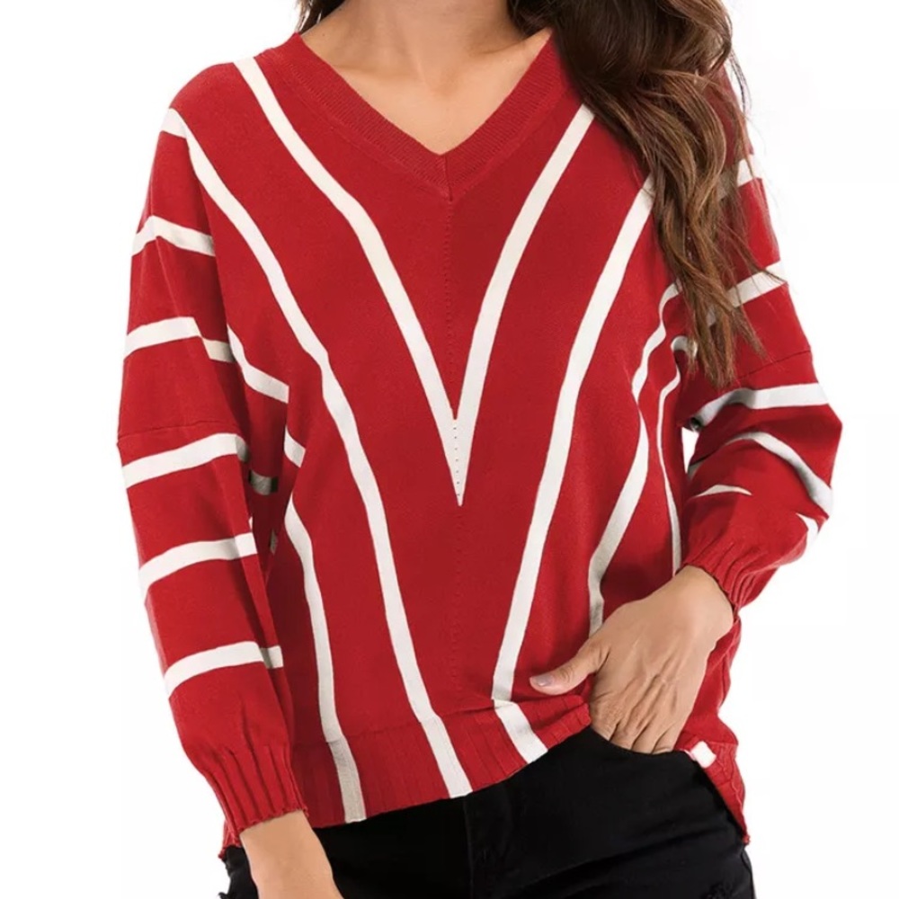 Lightweight candy cane holiday sweater top NWT